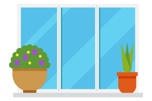 Decorative Flowerpots on White Window Si: A Design Asset