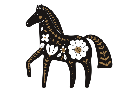 Decorative Horse. Dark Animal Silhouette: A Designer's Asset