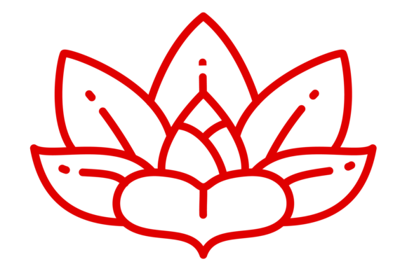 Red Line Lotus Flower Icon: Decorative B for Bold Design